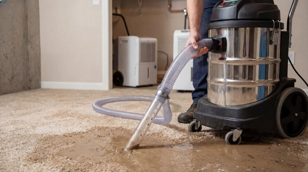 Professional restoration team working on property damage